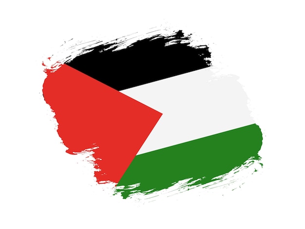 Stroke brush getextureerde vlag van palestina op witte achtergrond