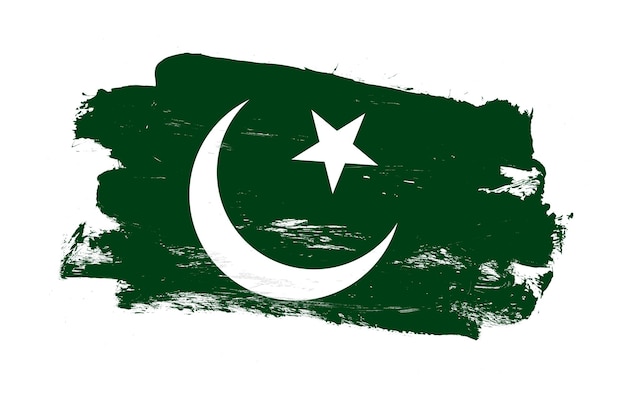 Stroke brush painted distressed flag of pakistan on white background