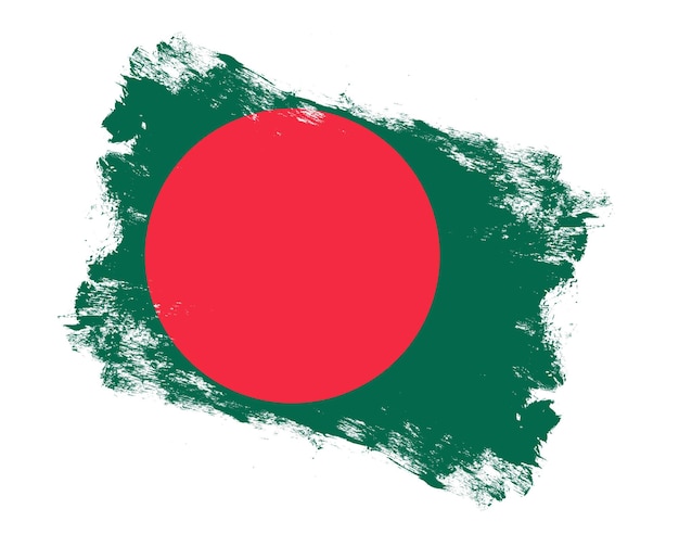 Stroke brush painted flag of bangladesh on white background