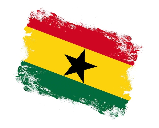 Stroke brush painted flag of ghana on white background