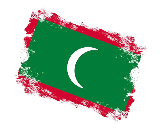 Stroke brush painted flag of maldives on white background