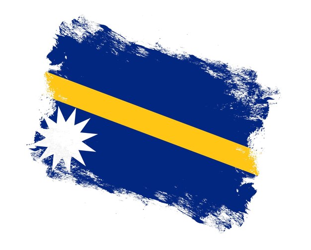 Stroke brush painted flag of nauru on white background