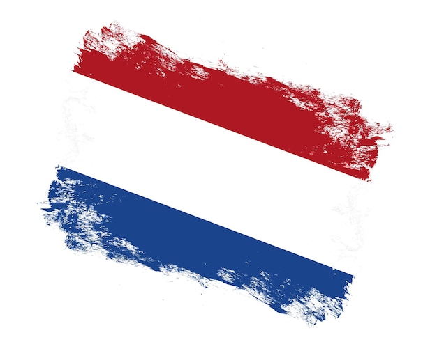 白い背景の上のオランダの旗を描いたストローク ブラシ