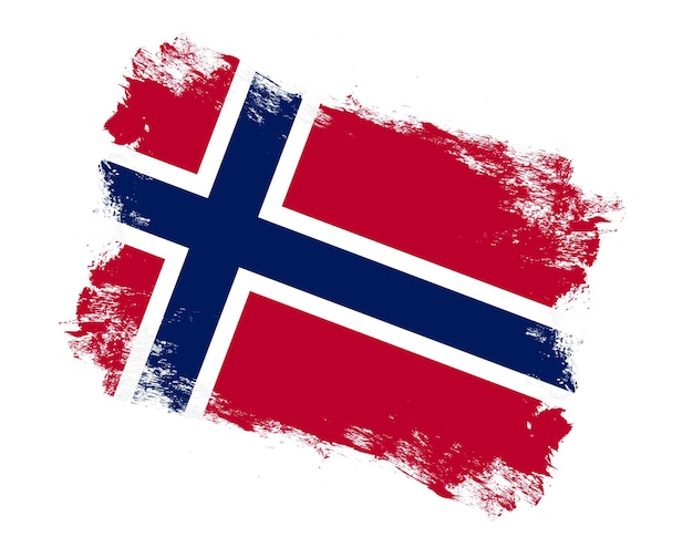 Stroke brush painted flag of norway on white background