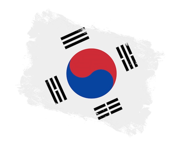 Stroke brush painted flag of south korea on white background