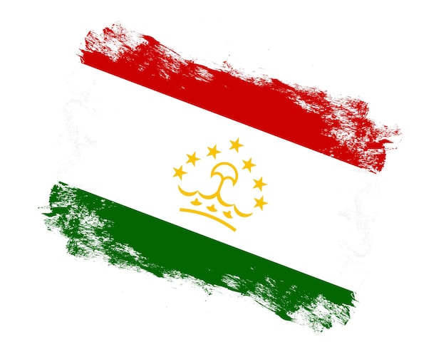 Photo stroke brush painted flag of tajikistan on white background
