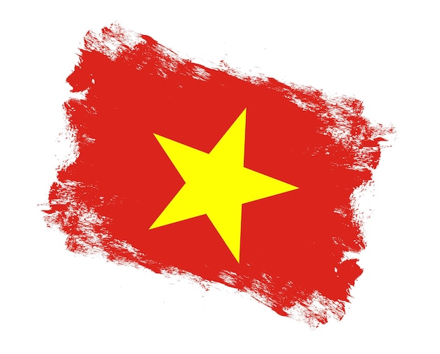 Photo stroke brush painted flag of vietnam on white background