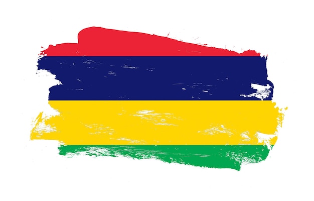 Stroke brush schilderde noodlijdende vlag van mauritius op witte achtergrond