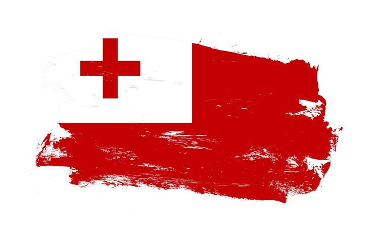 Foto stroke brush schilderde noodlijdende vlag van tonga op witte achtergrond