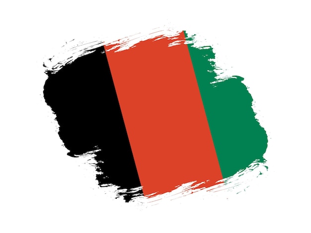 Мазок кисти текстурированный флаг Афганистана на белом фоне