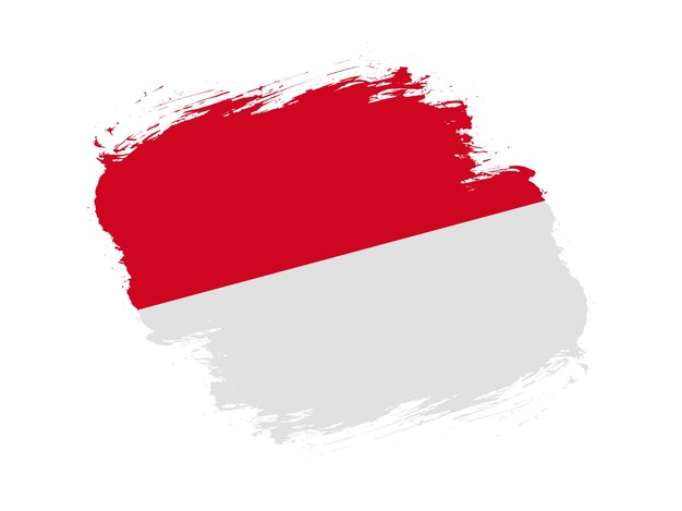 Stroke brush textured flag of monaco on white background