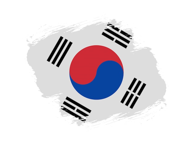 Stroke brush textured flag of south korea on white background