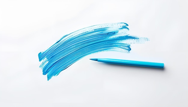Фото Штрих, нарисованный светло-голубым маркером, изолированный на белом верхушке