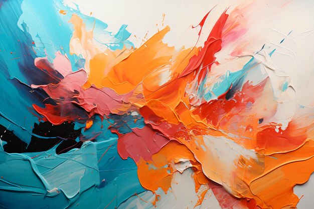 Strokes of bright paint on canvas Interior painting Beautiful background Generative AI