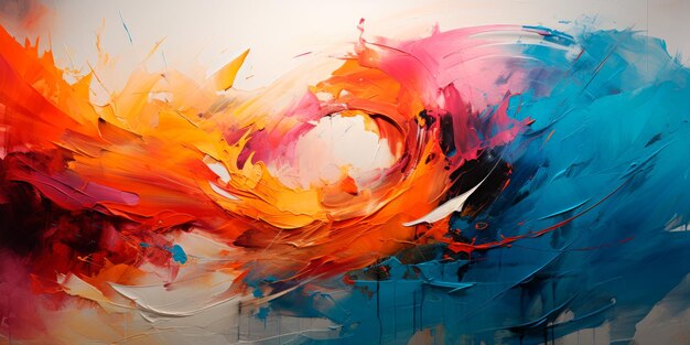 Strokes of bright paint on canvas interior painting beautiful background generative ai