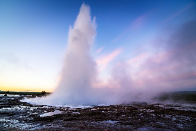 Strokkur geyser eruption in Golden circle Iceland