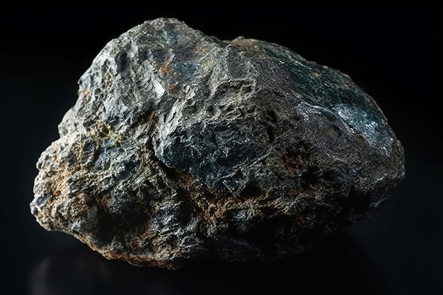 Stromeyerite is rare precious natural stone on black background AI generated Header banner mockup