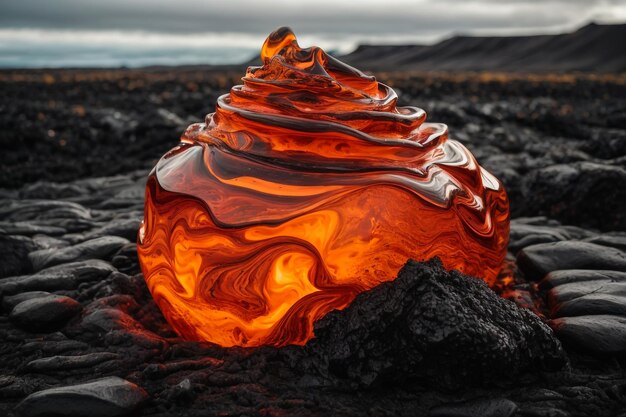 Foto stroming van lava op het grote eiland hawaï