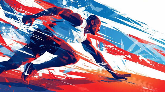 Photo strong athlete running fast runner sprinting exercise and marathon training workout olympic games