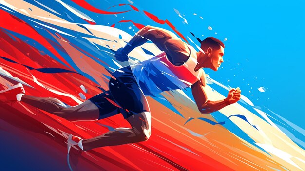 Photo strong athlete running fast runner sprinting exercise and marathon training workout olympic games