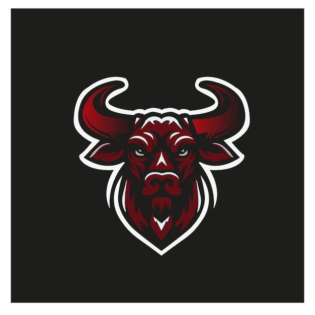 strong bull logo on a black background line art in white suitable for bull breeding logos and tshirt