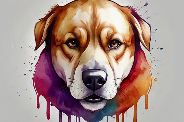 Strong colorful watercolor dog logo style