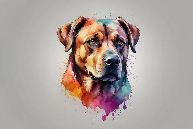 Strong colorful watercolor dog logo style