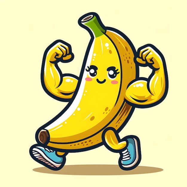 strong cute banana logo illustration banana illustration