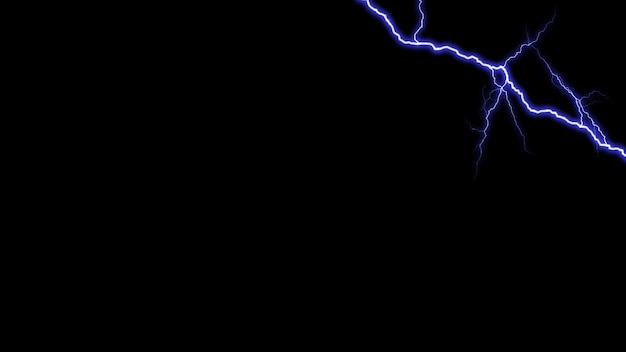 Photo strong electric discharge isolated on black transparent background burning lightning in the dark electric power flash light effect