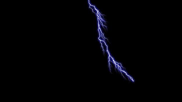 Strong electric discharge realistic isolated on black transparent background Burning lightning in the dark Electric power flash light effect
