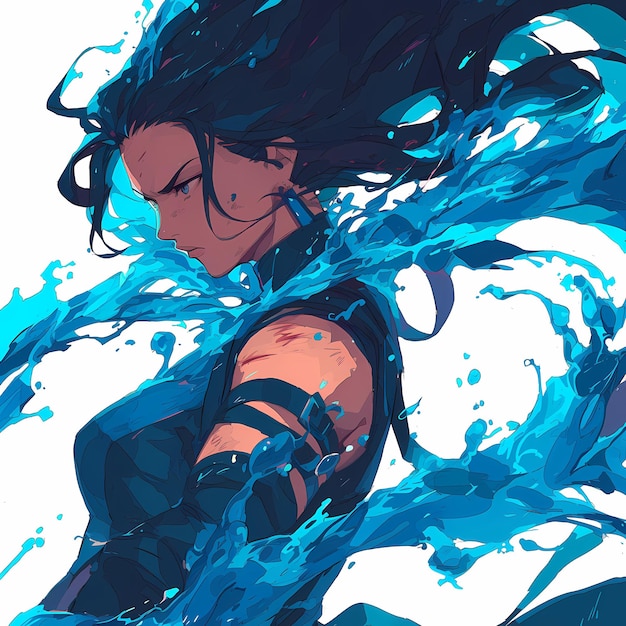 Strong Heroine Water Elemental Fantasy Stock Image