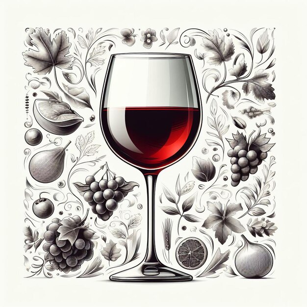 Foto forte impatto bellissimo isolato bicchiere di vino rosso arte vettoriale illustrazione carta da parati icona