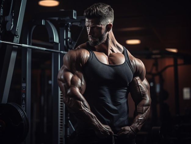 Strong man bodybuilding gym photo