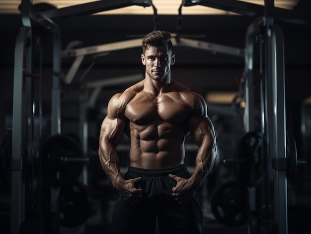 Strong man bodybuilding gym photo