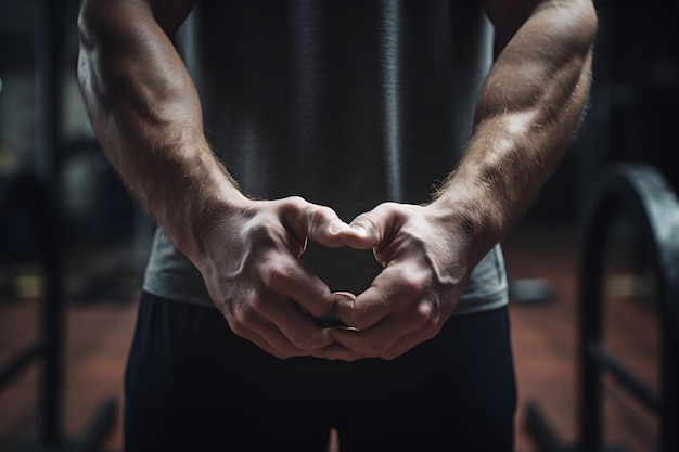 Photo strong man hands with muscles