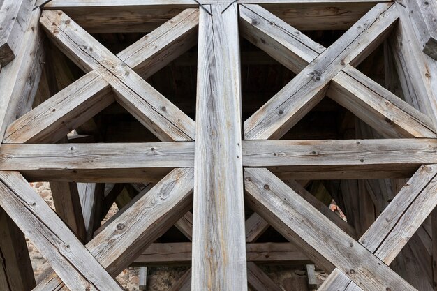 Strong racks of old wooden stairs