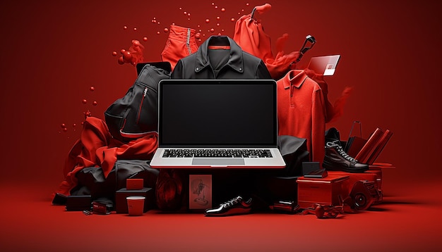 Photo strong red and black ecommerce image