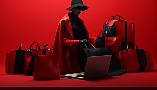 Strong red and black ecommerce image