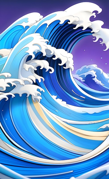 Strong sea waves in vector style