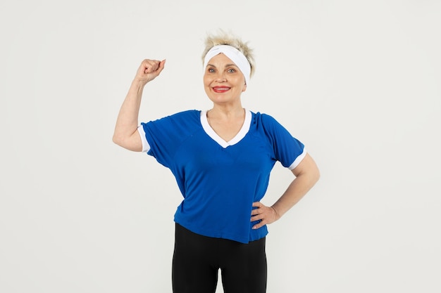 strong woman in age with excellent physical health