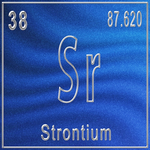 Strontium chemical element, Sign with atomic number and atomic weight, Periodic Table Element