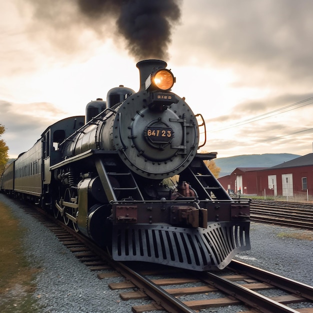 Stroomtrein op een antieke locomotief