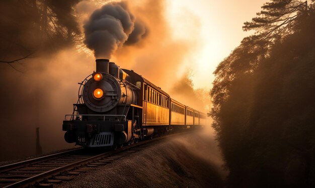 Stroomtrein op een antieke locomotief