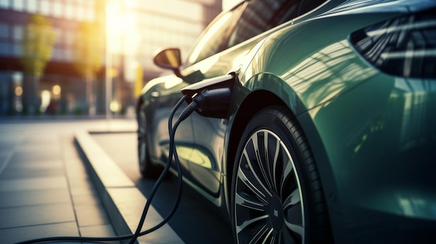 Stroomvoorziening aansluiten op elektrische auto om de batterij op te laden Oplaadtechnologie-industrie