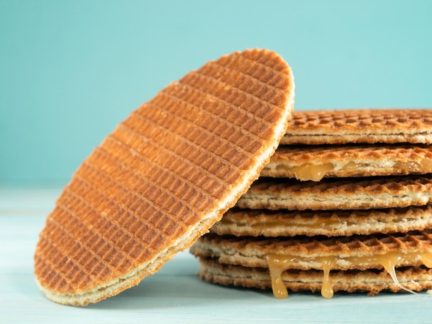 Stroopwafels of karamel Nederlandse wafels