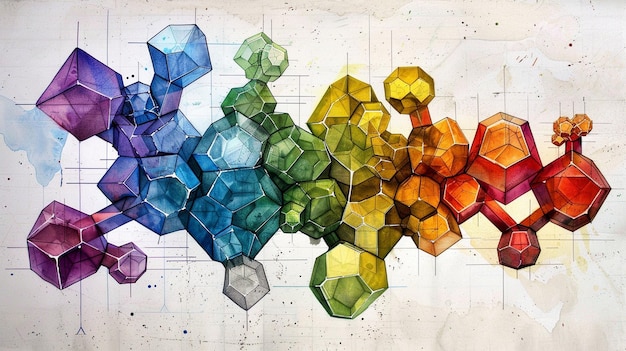 Structural Analysis in Crystallography Watercolor