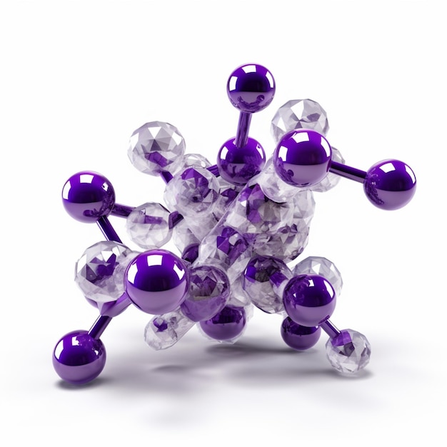 structural molecule of cortisol with shiny minerals amethysts