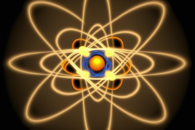 Structure of the atom nucleus protons netrons electron particles under the microscope