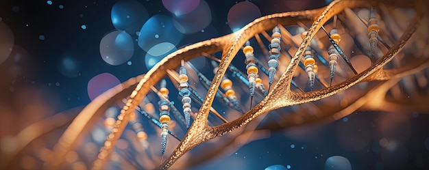 the structure of human dna in the style of lens flare