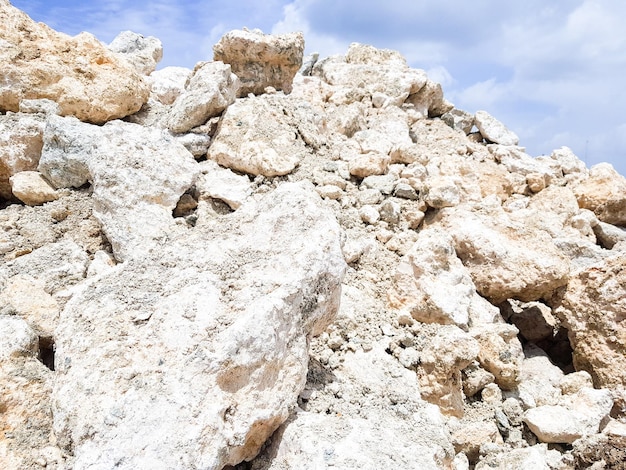 Structure of limestone rocks on construction site